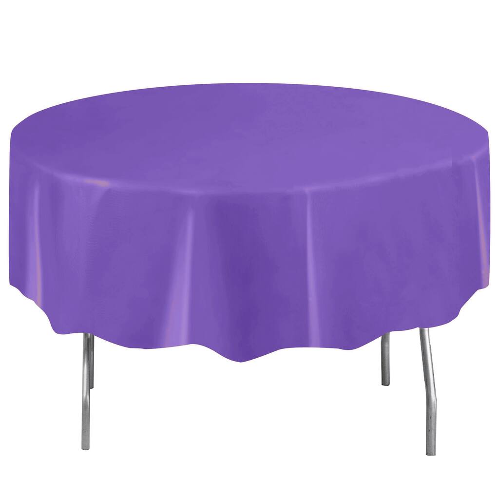 Plastic Neon Purple Round Table Cover Party Decorations Img